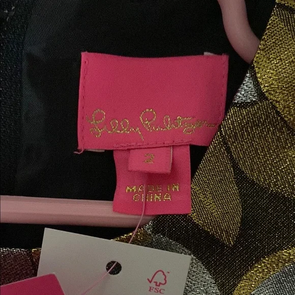 Lilly Pulitzer Gold and Silver Floral Dress size 2 - Picture 2 of 4